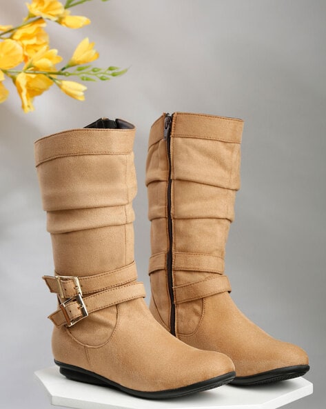 Buy Beige Boots for Women by Flat n Heels Online | Ajio.com