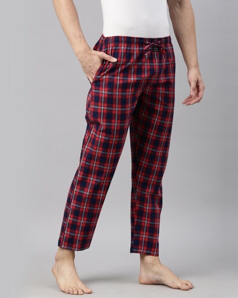 Relaxed Fit Pyjama bottoms - Red/Checked - Men