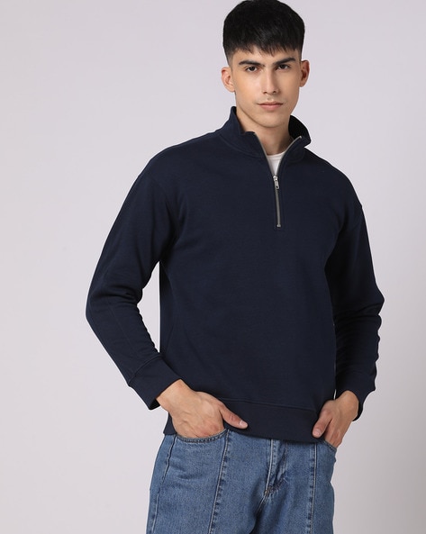 Men Half-Zipper High-Neck Sweatshirt