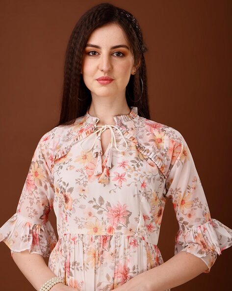 RoyalFul Women Fit and Flare Yellow, Pink Dress - Buy RoyalFul Women Fit  and Flare Yellow, Pink Dress Online at Best Prices in India