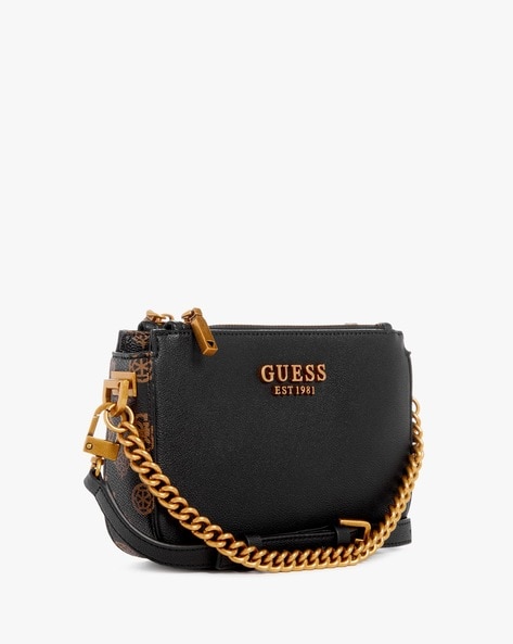 Buy GUESS Black Womens Zip Closure Shoulder Handbag | Shoppers Stop