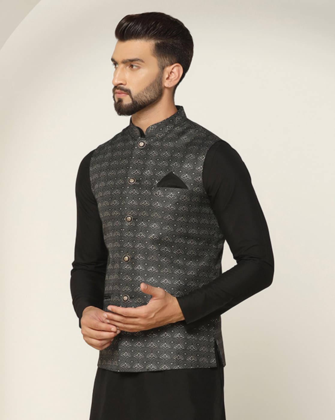 Cotton Solid Men Mandarin Collar Nehru Jacket at Rs 450/piece in Meerut |  ID: 2852695496830