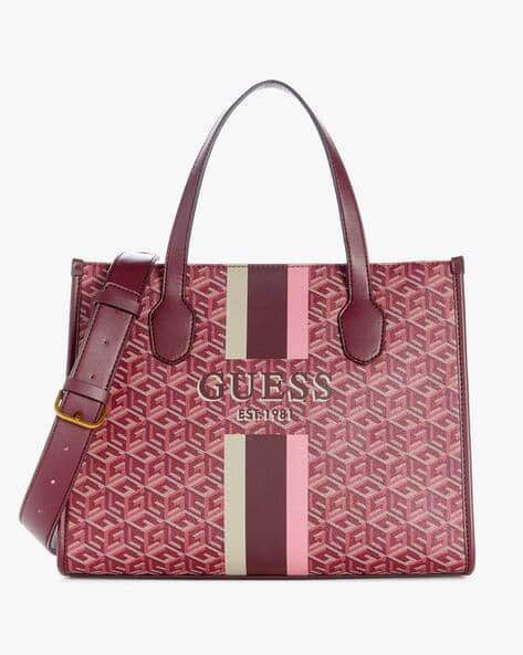 Guess Monique Tote Shopper Guess Sale Buy Maroon Handbags