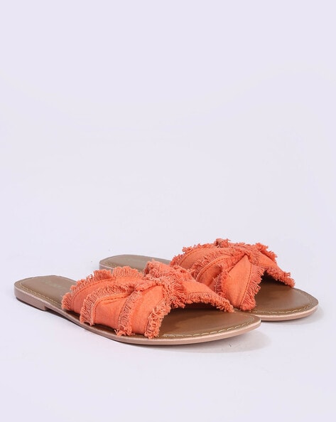 Flat sandals with fringe hot sale