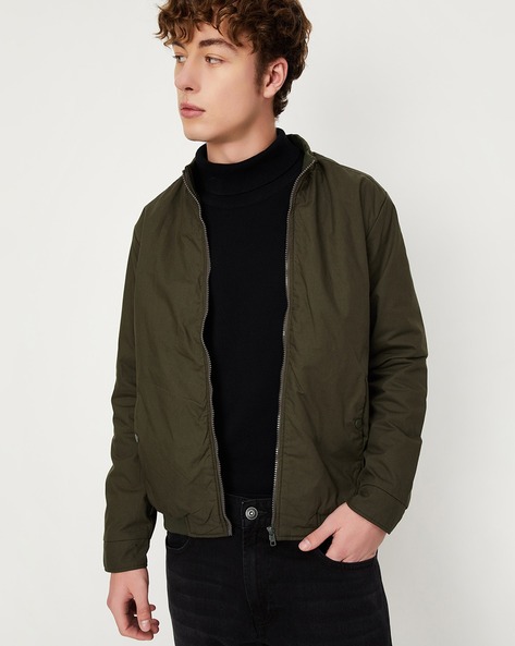 Buy Blue Saint Men Olive Green Solid Denim Jacket - Jackets for Men  11324710 | Myntra