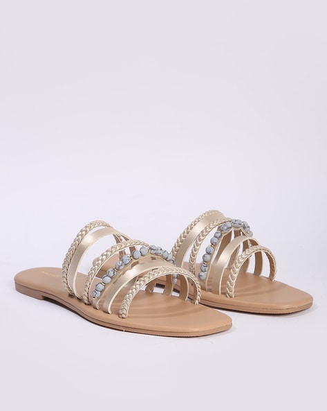 Jimmy Choo Nickel Chain Strappy Flat Sandal, Gold Metallic