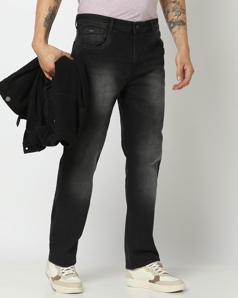 JOHN PLAYERS JEANS Men Lightly Washed Skinny Fit Jeans (Black)