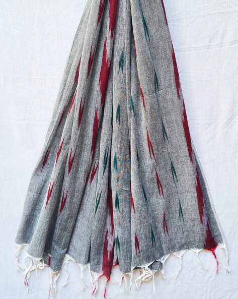 Woven Ikat Dupatta with Tassels Price in India