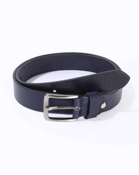 Men Leather Belt with Pin-Buckle Closure