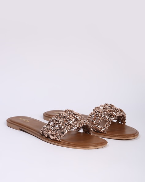 Classic Gold Rhinestone Flat Sandals SAO PAULO - Etsy