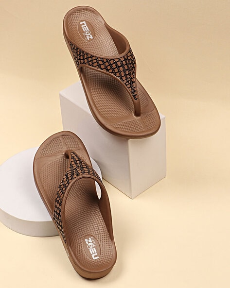 Buy Bronze Flip Flop Slippers for Women by NEOZ Online Ajio