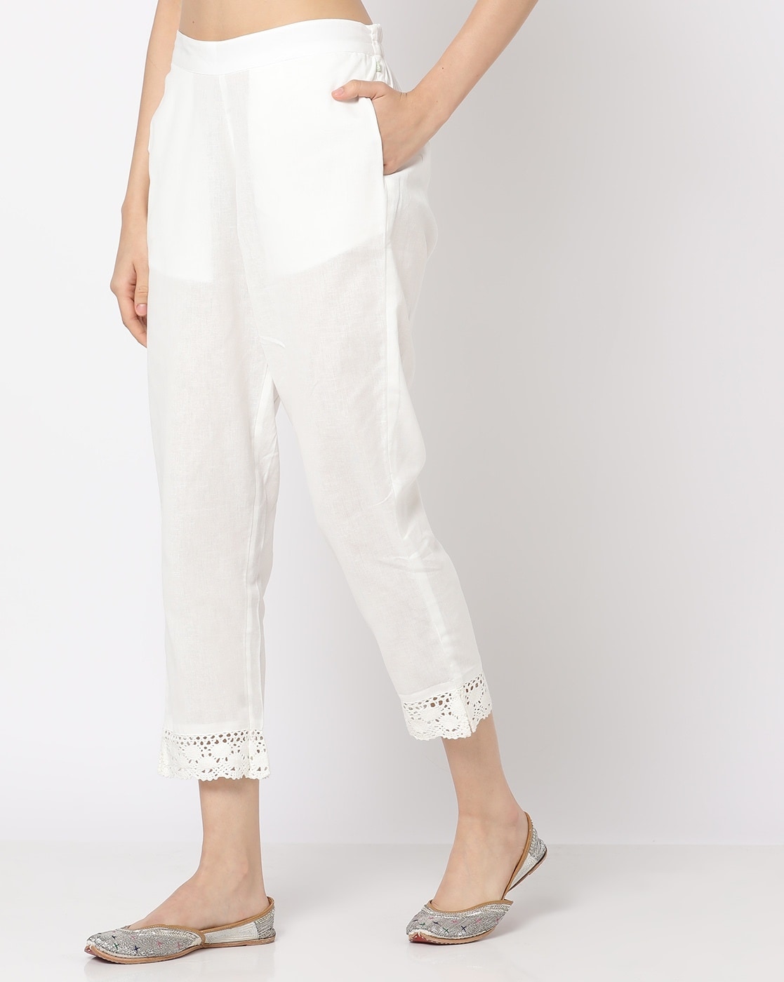 Buy MANIX Women's Cotton Stretchable Pants With Both Side Pockets (Off  White) - Size: Large Online at Best Prices in India - JioMart.