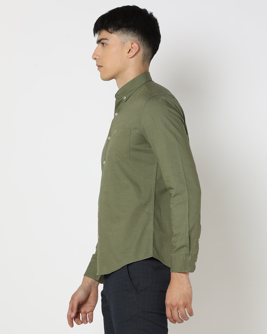 Regular Fit Oxford shirt - Khaki green - Men | H&M IN