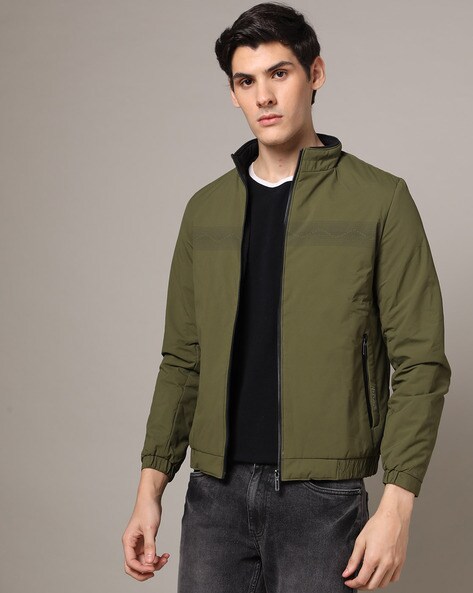 Fort Collins High-Neck Bomber Jacket For Men (Green, M)