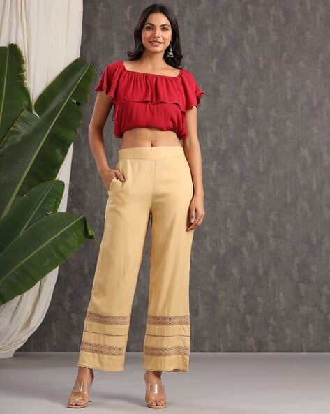 Women Embroidered Straight Pants Price in India