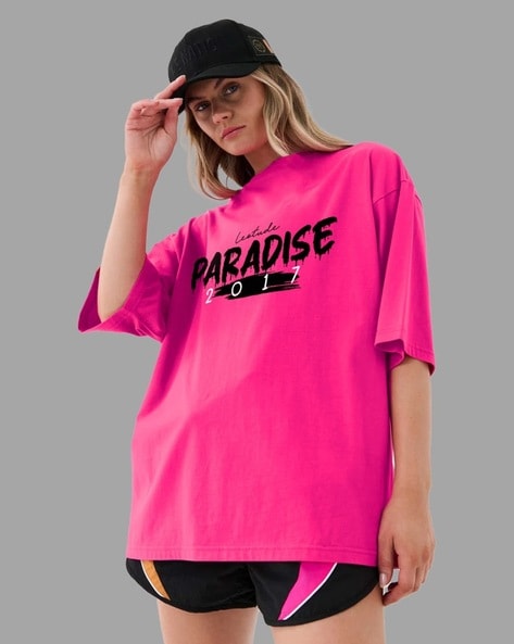 Women Typographic Print Oversized Fit T-Shirt