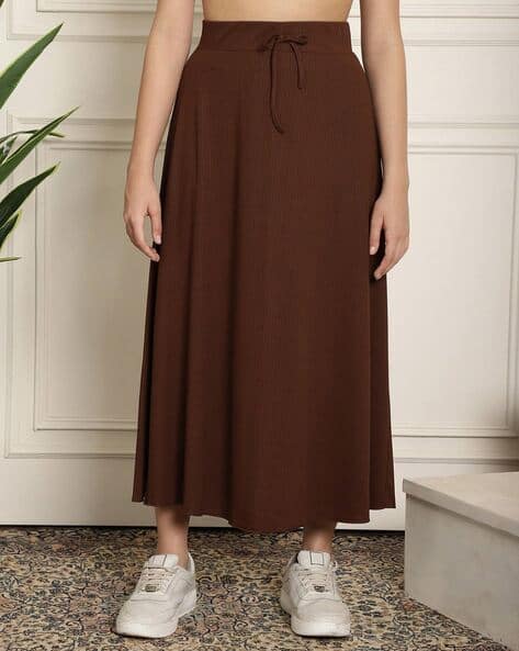 NEUDIS Women Ribbed Flared Skirt