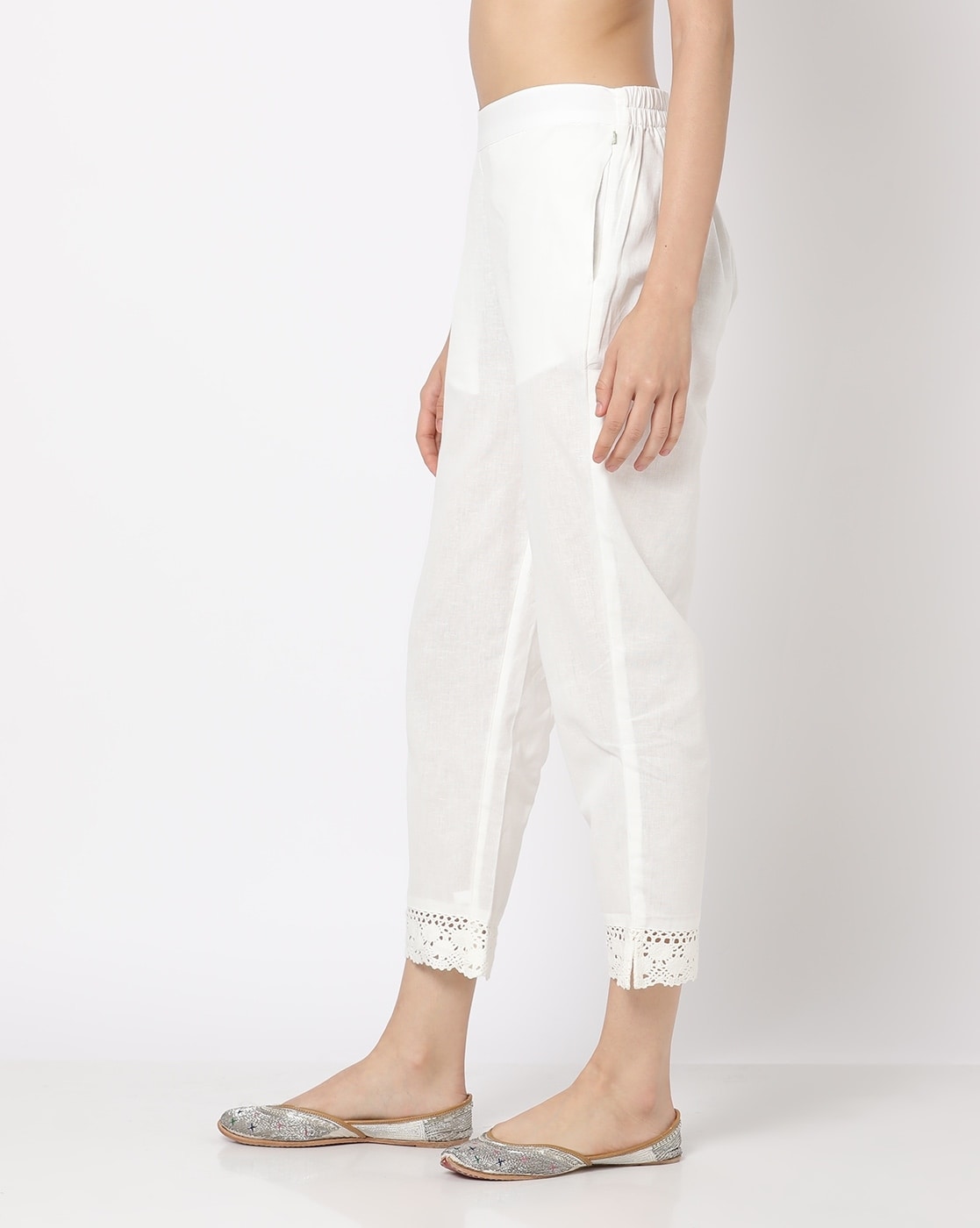 Buy MANIX Women's Cotton Stretchable Pants With Both Side Pockets (White) -  Size: 5X-Large Online at Best Prices in India - JioMart.