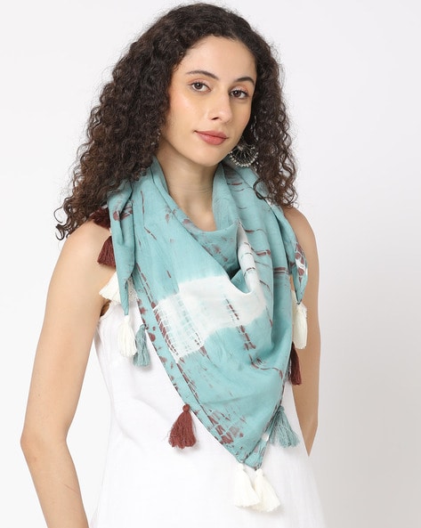Tie & Dye Scarf with Tassel Detail Price in India