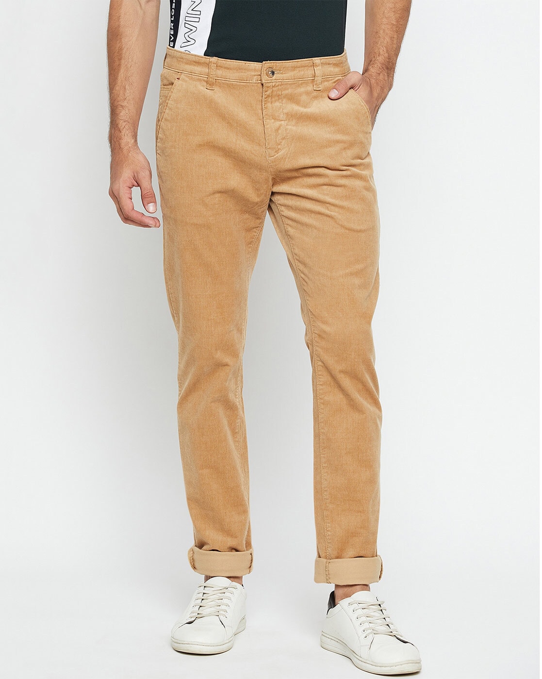 Buy Cantabil Men Cream Trousers Online