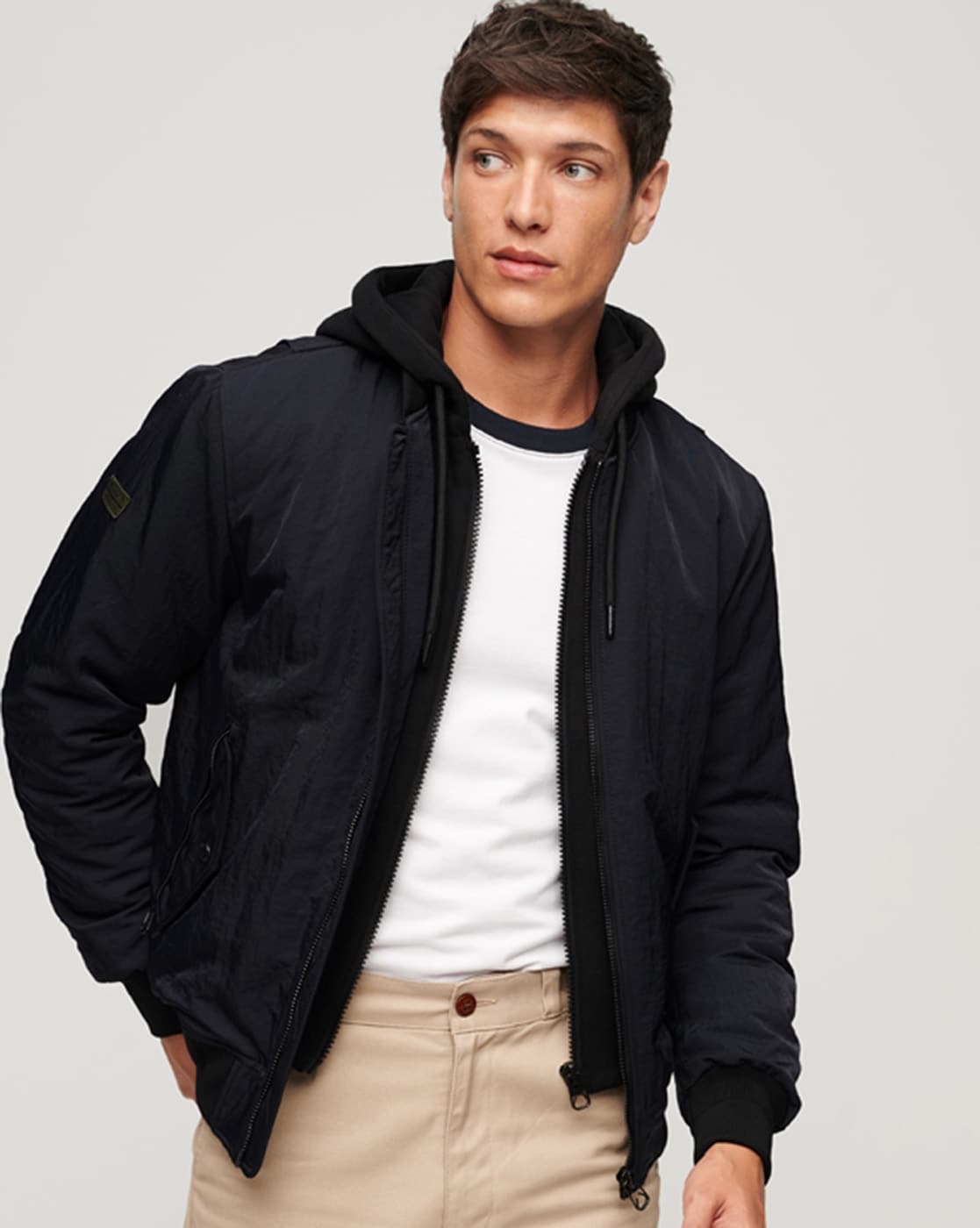 Buy Allen Solly Sport Men Maroon Solid Hooded Bomber Jacket - Jackets for  Men 10656374 | Myntra