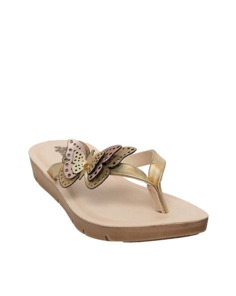 Girls gold flip online flops