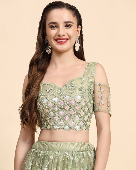 Green Art Silk Embroidered Lehenga Choli Latest 1931LG11