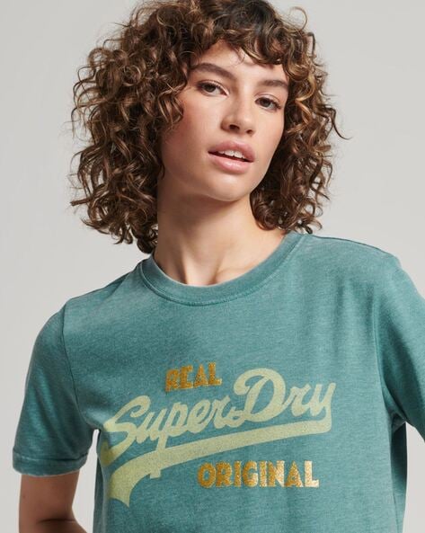 Women's Vintage Logo Burnout T-Shirt in Deep Jungle Green