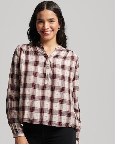 SUPERDRY Checked Long Sleeves Blouse