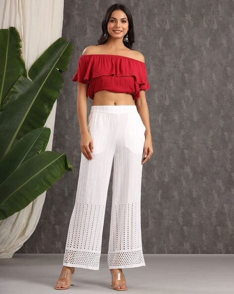 Women Pointelle-Knit Pants Price in India