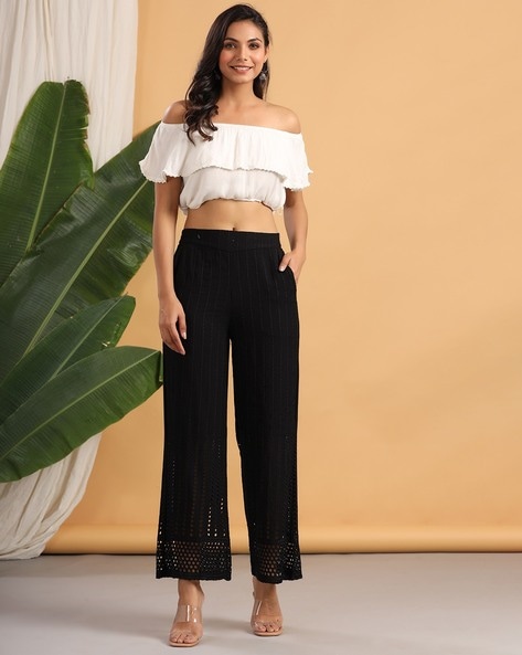 Women Pointelle-Knit Pants Price in India