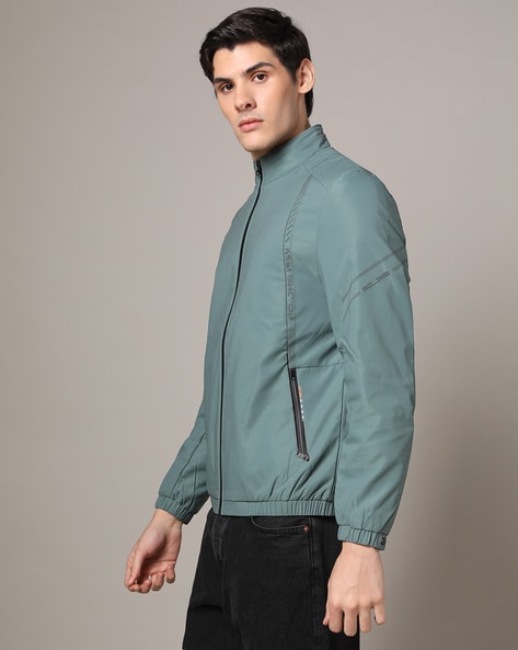 Fort Collins High-Neck Bomber Jacket For Men (Green, M)