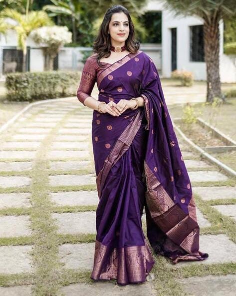 Pastel Lavender Printed Organza Saree With Embroidered Border | Singhania's