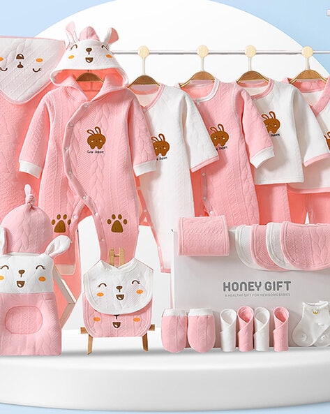 5 Pcs Unisex Newborn Baby Clothes Set Cotton Long Sleeve Coat Top Pants Hat  Full Trousers Bibs Outfit Sets - flybuy.in