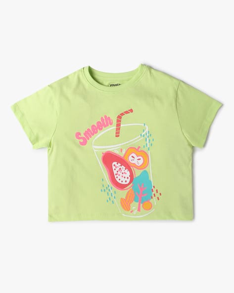 Buy Neon green Tshirts for Girls by YOUSTA Online