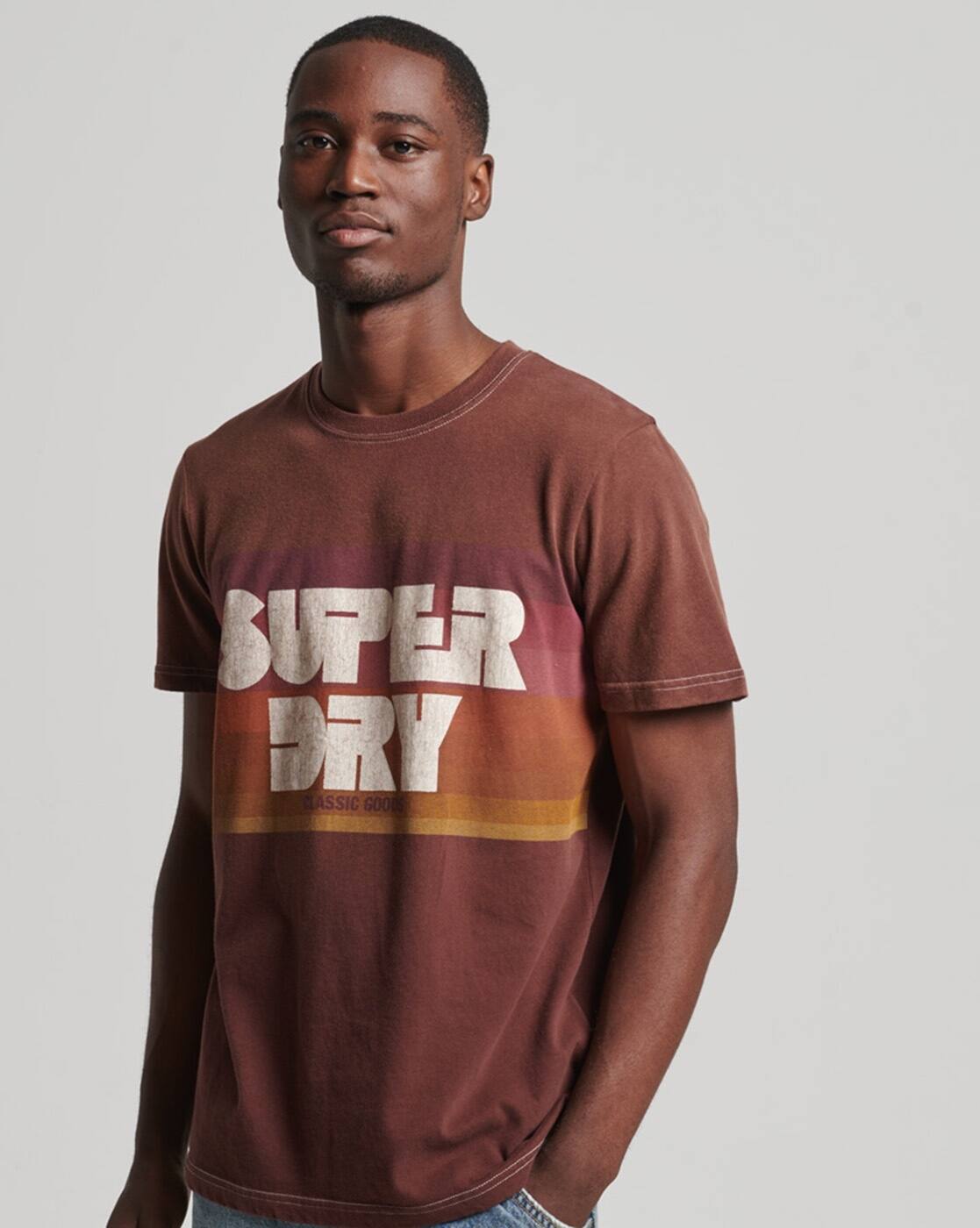 ★KODAK★ Striped short sleeve t-shirt BROWN Brown Graphic Tee Short Sleeve | Ally Fashion