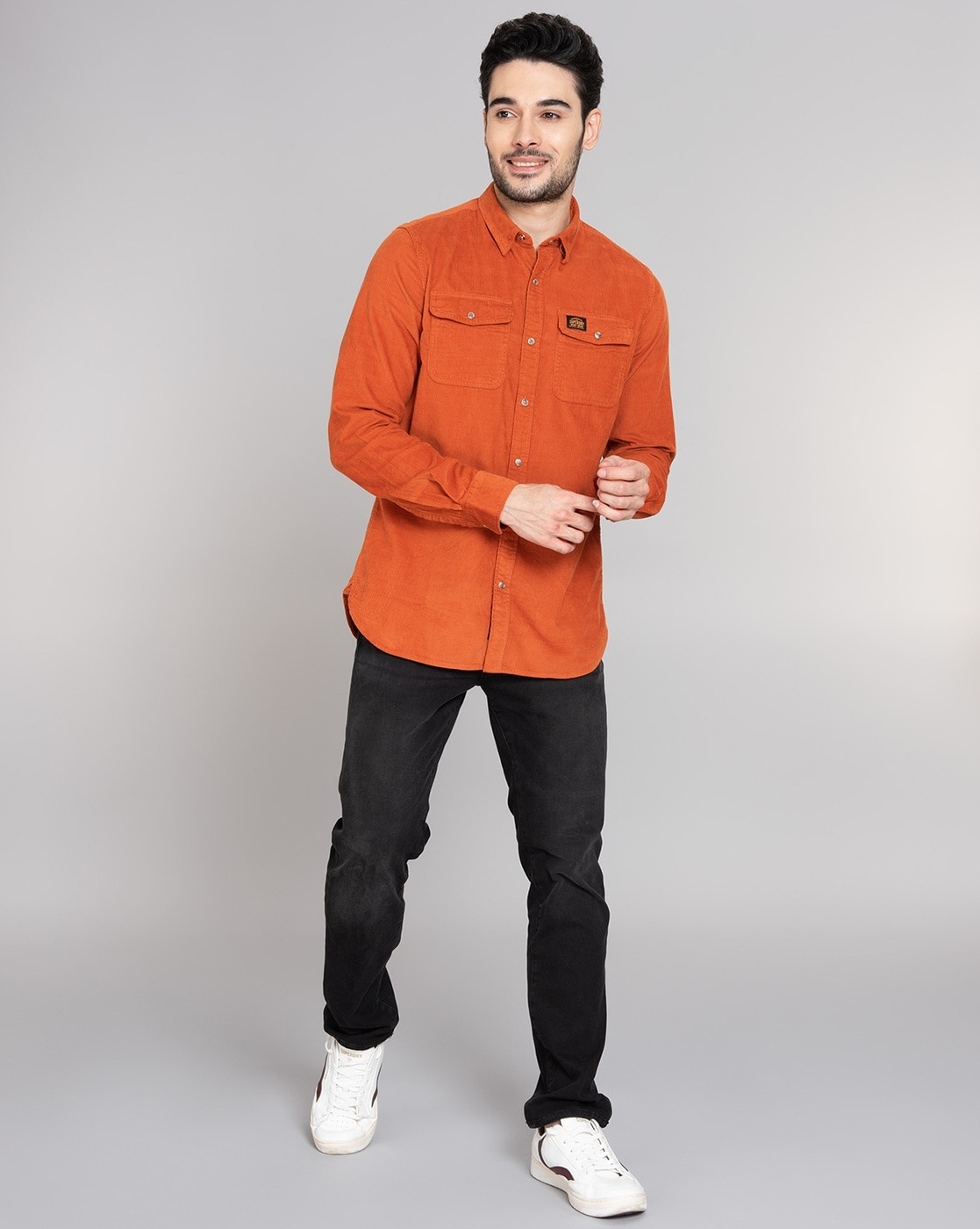 Spykar rust orange denim plain shirt - G3-MCS12165 | G3fashion.com