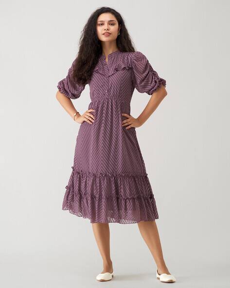 ACKA lame fringe puff dress（Buy Pink Chiffon Round