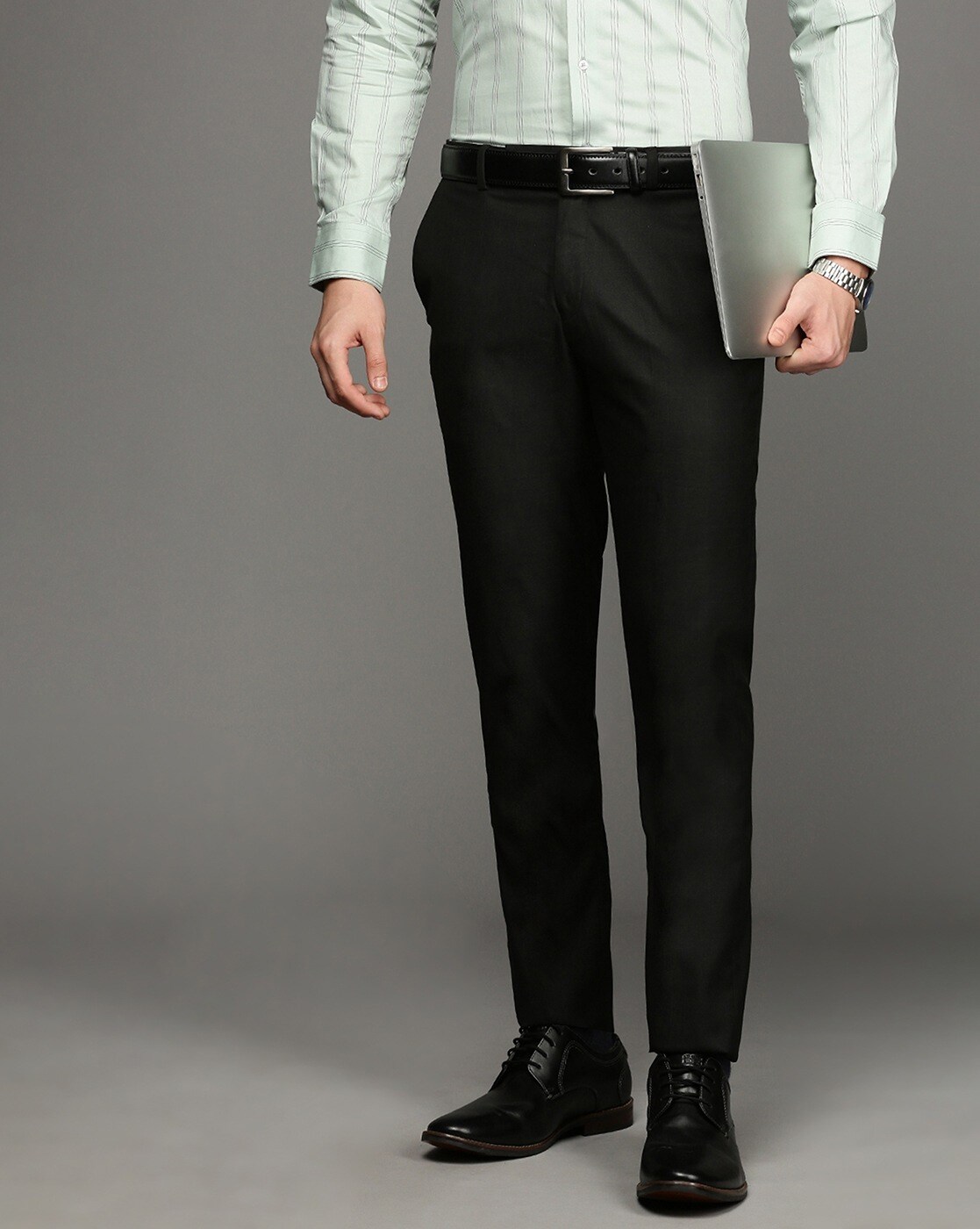 Slim Comfort B-95 Formal Black Textured Trouser - Rynn