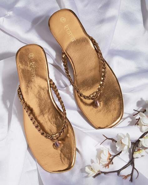 Buy Dark Golden Flip Flop Slippers for Women by Kiana House Of Fashion Online Ajio