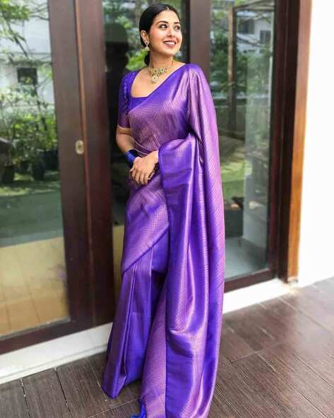 Mulberry Purple Soft Banarasi Silk Saree with Zari Woven Designer Pallu |  TST | The Silk Trend