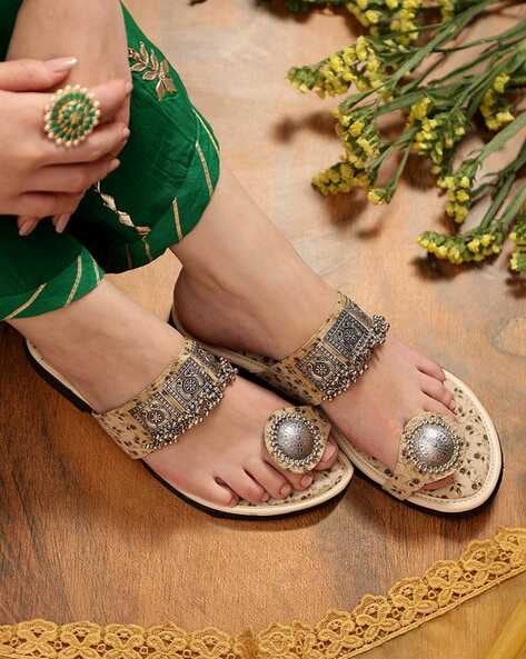 Ladies Hub Kolhapuri Chappal for Women Stylish, Flat Fashion Sandals &  Ethnic Slippers for Girls, Beige Color - 4 UK : Amazon.in: Fashion