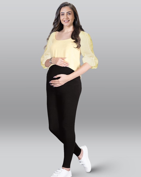 Buy Chic Basic Maternity Leggings in Black - Cotton Online India, Best  Prices, COD - Clovia - LB0195A13