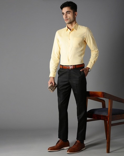 Buy Men Grey Slim Fit Check Flat Front Formal Trousers Online - 858955 |  Louis Philippe