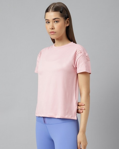 Women Round-Neck T-Shirt with Brand Print