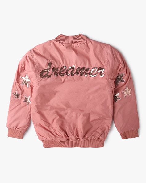 Girls pink bomber jacket sale