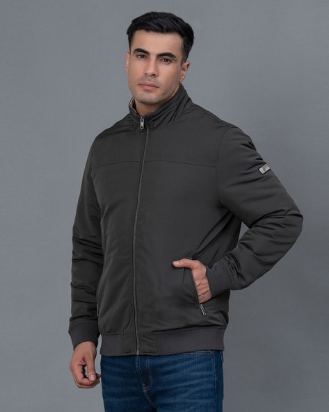 RED TAPE Zip-Front Bomber Jacket For Men (Olive, XXL)