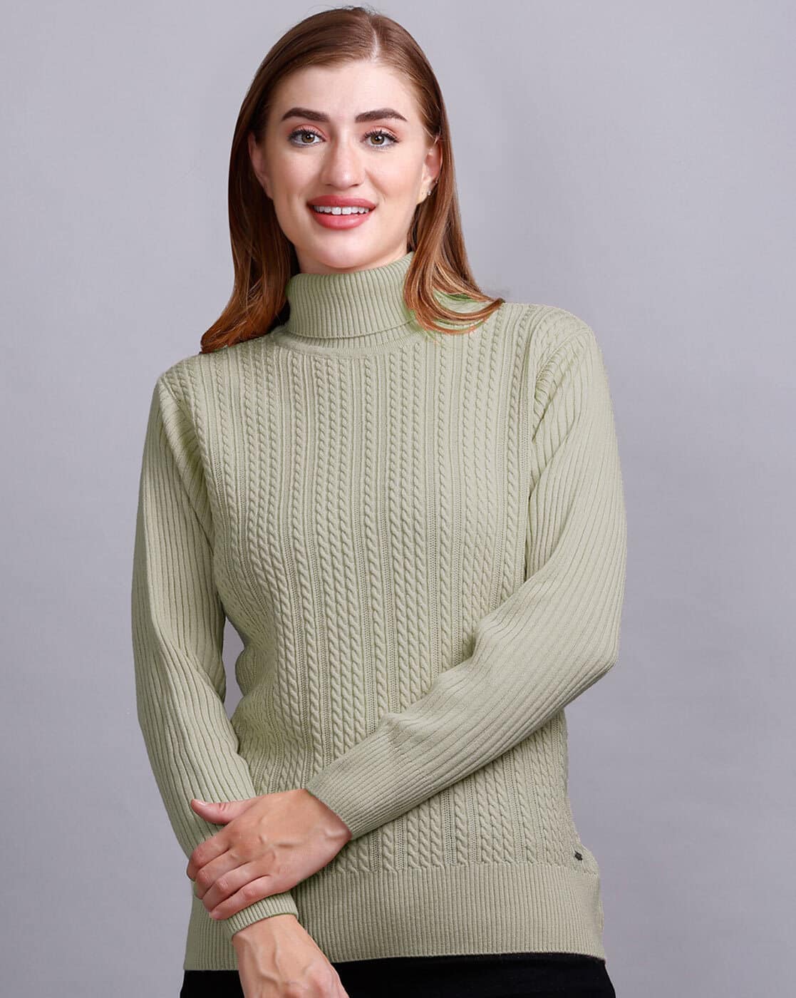 【12/14迄出品】WOOL CASHMERE HIGH NECK KNIT -1117Wx1400H-466685512-green-