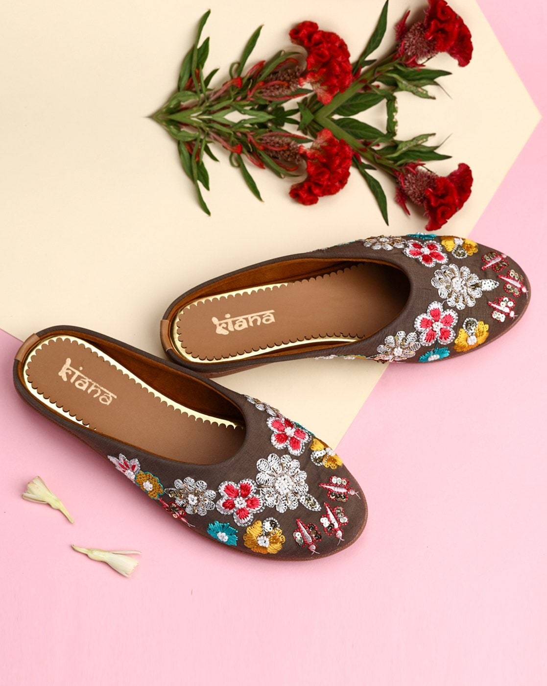 Embroidered on sale flats womens