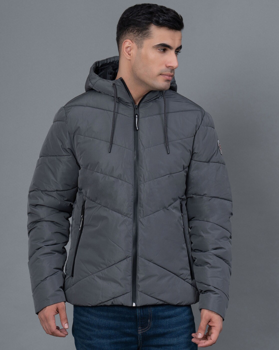 Buy Red Tape White Solid Polyester Men's Padded Jacket Online